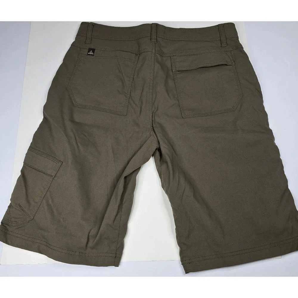 Prana Zion Cargo Shorts Mens 33 Olive Brown Stretch Hiking Climbing 12 Inseam
